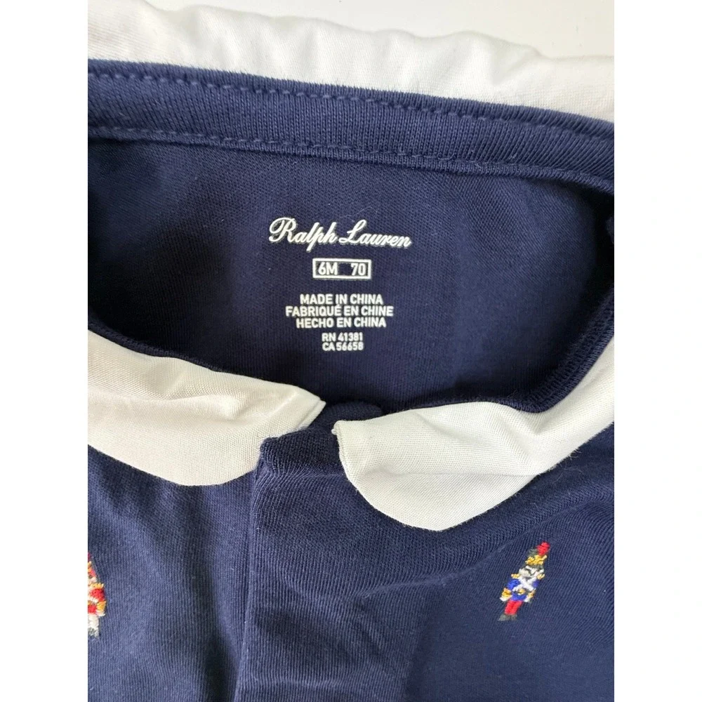 Ralph Lauren Baby 6M Navy Blue Nutcracker Embroidered Footed Sleeper NEW